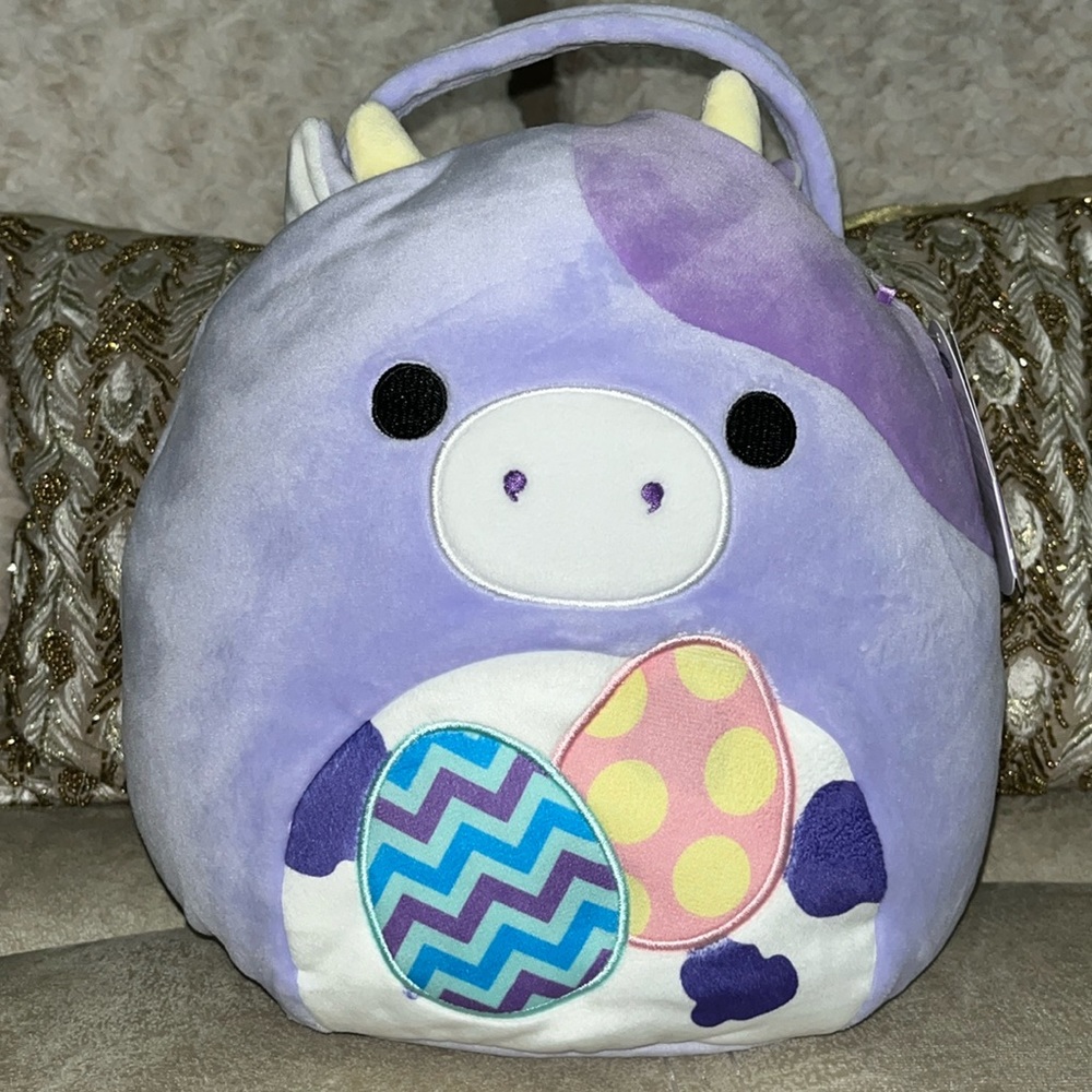🐮 Squishmallows Bubba Easter Basket! NWT Famous Purple Cow w/ Easter Eggs  10”
